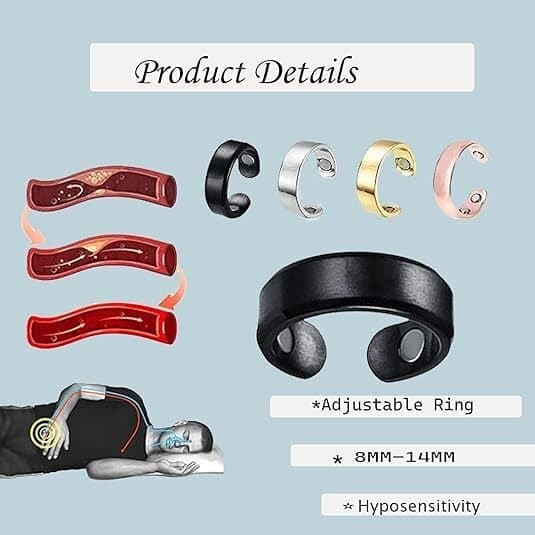 4-pack Magnetisk Ring - Justerbar Anti-Snark Ring, Terapeutiska Magnetringar, Unisex