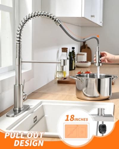 Køkkenarmatur med udtrækkelig sprøjte Silver Single Spring Faucet