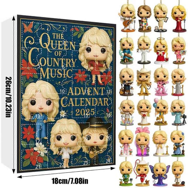 Dolly Parton 24-dagers nedtelling julekalender blindboks, juletrepynt