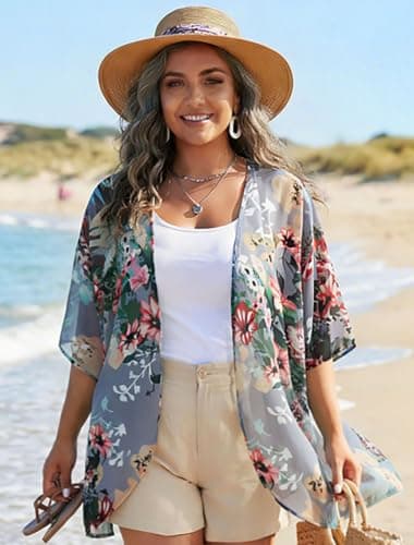 Chiffon Kimono Cardigan Strandovertræk til ferie og resortbrug White S