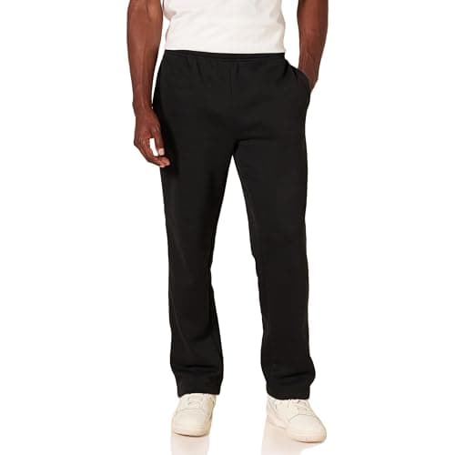 Avslappede rettbeinte fleece-joggebukser med åpen kant for menn Black M