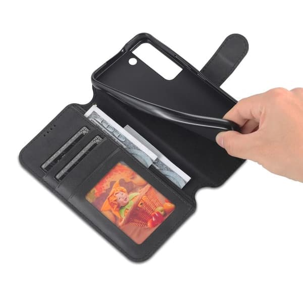 SKALO Samsung S22+ AZNS Premium Cut Pung etui - Sort Sort Sort
