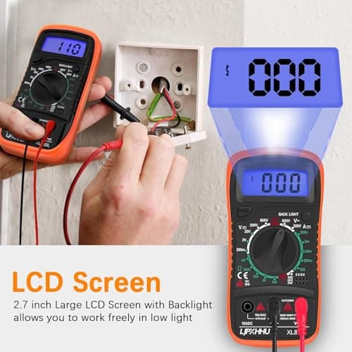 Digital multimeter voltmeter batterispänning multitester kontinuitet Ohm Volt Amp DC AC strömresistans dioder 2000 räkningar elektrisk test Orange