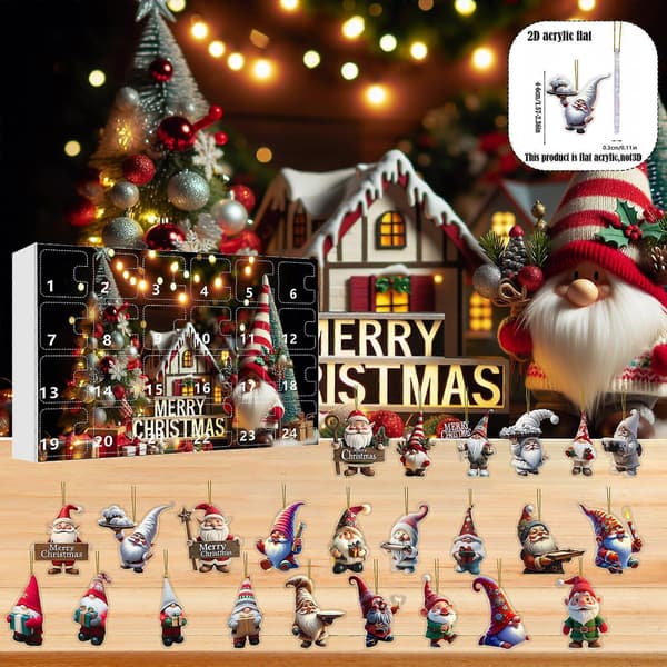 Julegnom Adventskalender, Jule-blindboks, Samleobjekt Juledekorasjon A 18 * 26 *3cm