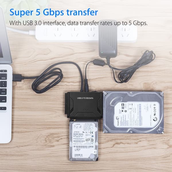 USB IDE-sovitin USB 3.0 - SATA idea-kiintolevymuunnin combo