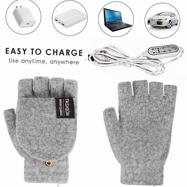 Elektriska Uppvärmda USB Vinterhandskar, Termiskt Isolerade Handskar, Svart Black