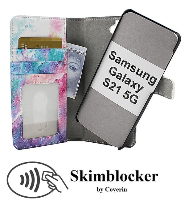 Skimblocker Magnet Designlompakko Samsung Galaxy S21 5G