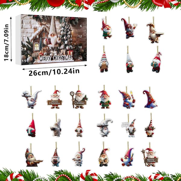 Julegnom Adventskalender, Jule-blindboks, Samleobjekt Juledekorasjon D 18 * 26 *3cm