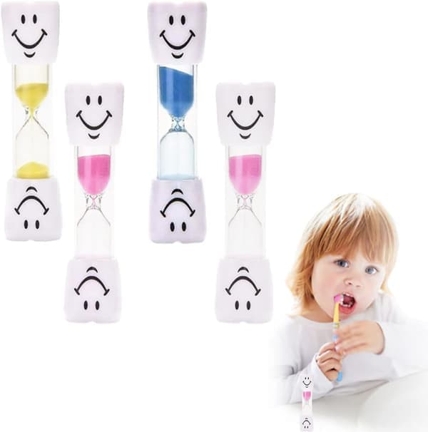 (4 stk) Timeglas til børn, timeglas, køkkentimer, smilende sandur, urtimer, tandbørstetimer til børn