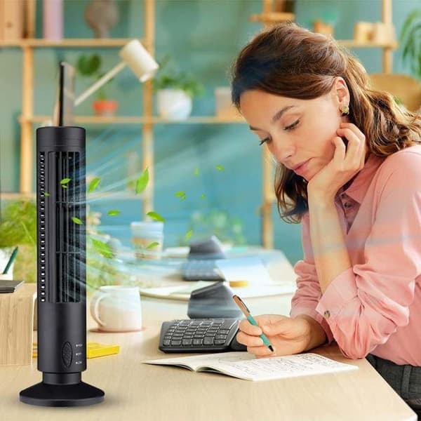 Tårnventilator, til soveværelser, oscillerende ventilator med automatisk temperaturrefleksion, 2-trins ventilator