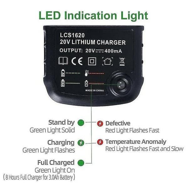 10.8V 14.4V 20V Li-ion lader for Black&Decker drill EU-plugg LBX20_CA