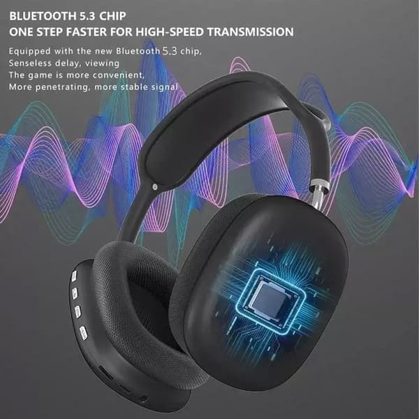 P9 Pro Max Støjreducerende hovedtelefoner – Bluetooth 5.3 trådløs mikrofon til iPhone og iPad, hvid farve