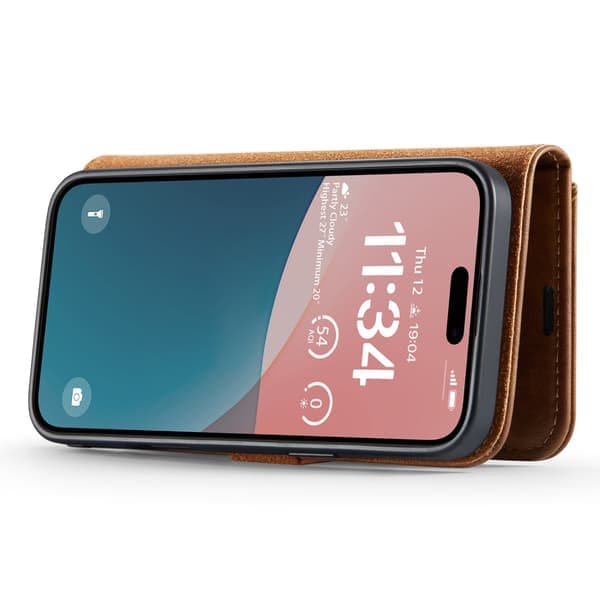 DG MING iPhone 16 2-i-1 Magnet Lommebok Etui - Brun Brun