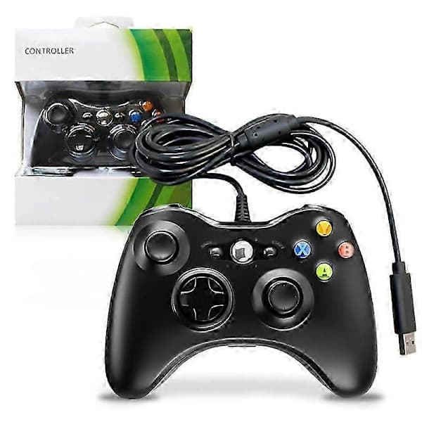 Xbox spilcontroller - kablet 360-controller med headsetstik (understøtter xbox360-konsol/pc-computer - sort