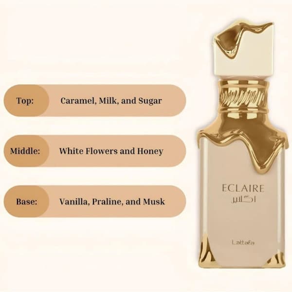 Lattafa Eclaire Eau de Parfum 100ml, Choklad Gourmand Parfym för Kvinnor, Söt Långvarig Doft