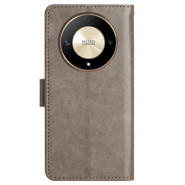 Honor Magic6 Lite 5G / X50 5G / X9b 5G plånboksfodral Fjäril läder flip-telefonfodral - Grå Silvergrå