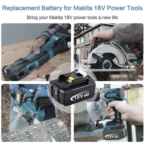 2 erstatningsbatterier til Makita 18V, kompatible med Makita batteri 18V