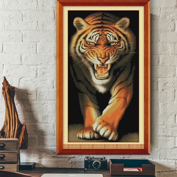 DIY Diamantmålning Full Borr 5D Handgjord Tiger Diamantmålning Vardagsrum Sovrum Väggdekoration (60x100cm)