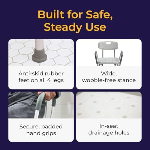 Premium duschstol med rygg och vadderade armar Arms + Back Shower Chair