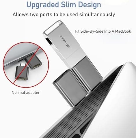 Basesailor USB C till USB-adapter 3-pack, USB-C hane till USB 3.0 hona-omvandlare | Typ C OTG-kabeladapter Thunderbolt 5 4 3 för MacBook Pro/Air Red