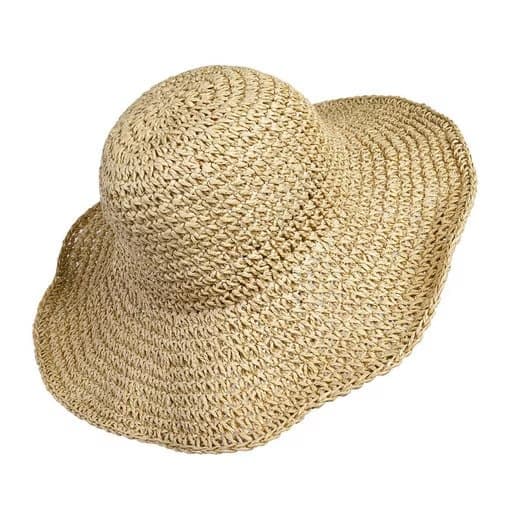 Sammenklappelig stråhat til damer, foldbar bred stråhat - Sommer & Strand, Dame solhat til sommer 57-59 cm beige beige