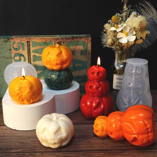 3D Gresskar Silikon Lysform, Resin Støpeform for DIY Lys, Gips Ornamenter, Halloween Håndverk C invincible