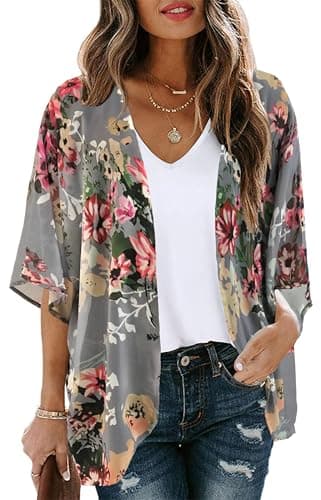 Chiffon Kimono Cardigan Strandovertræk til ferie og resortbrug Black L