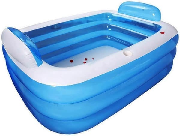 Oppustelig pool - PVC-pool til børn og voksne - Perfekt udendørs pool til have, terrasse, balkon - Rektangulær - Blå (150 x 105