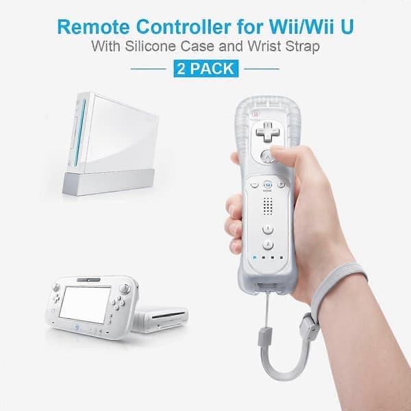 MOOGOLE 2-pak fjernkontroller til Nintendo Wii/Wii U, med silikonskall og håndleddsstropp