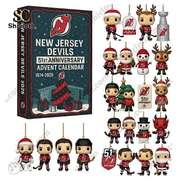 New Jersey Devils 51-årsjubileum Blind Box, juletrepynt, akryl anheng, samleobjekt julepynt
