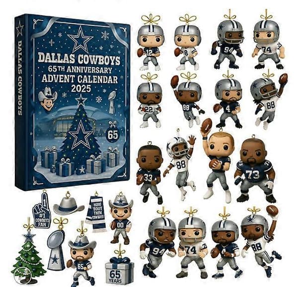 Dallas Cowboys Julekalender Blind Box - Akryl Anheng til Tredekorasjon, Samleobjekt Julepynt