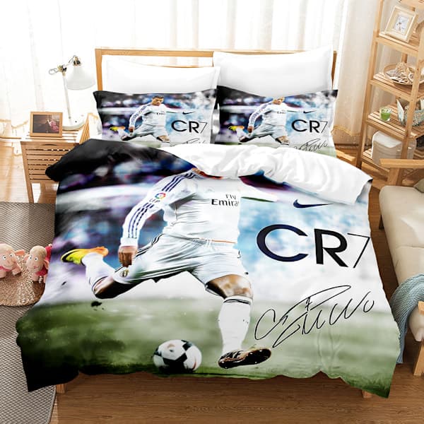 3D Jalkapallotähti Pussilakanasetti, Ronaldo Messi Mbappe Vuodevaatesetti 140*210