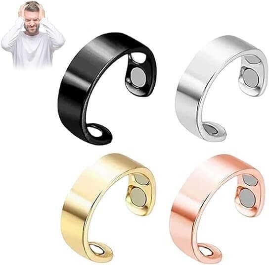 4-pack Magnetisk Ring - Justerbar Anti-Snark Ring, Terapeutiska Magnetringar, Unisex