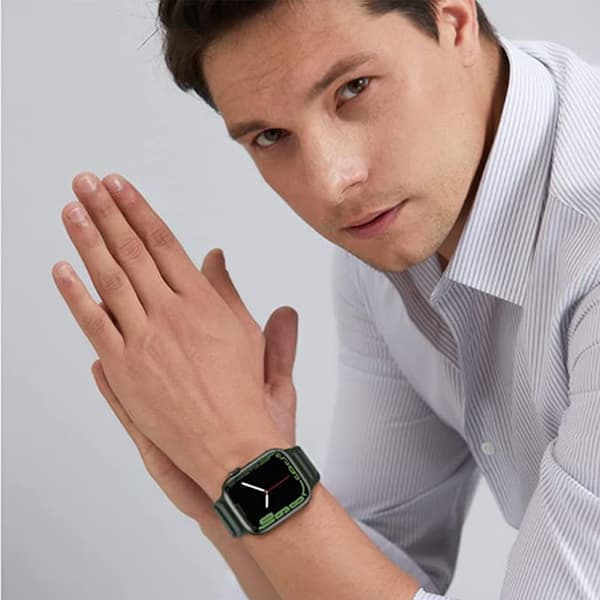 Vert Kompatibel med Apple Watch 7 Magnetisk Lær 42mm