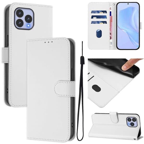 Wiko T60 / Cubot P80 Solid Color PU-deksel - Beskyttende flip-deksel White