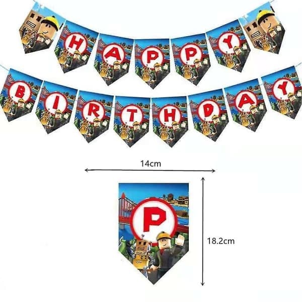 60-dels Roblox festdekorationssæt Bannere Balloner Kagepynt