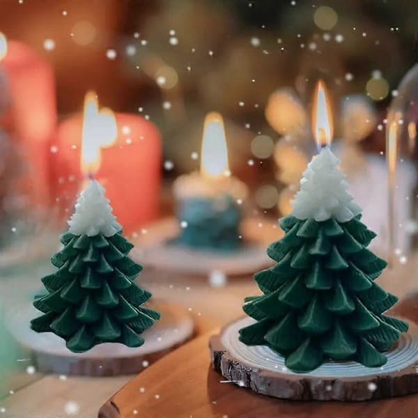 Håndlagde Tre Aromaterapi Lys - Unike Julelys for Hjemmerelaksasjon RED