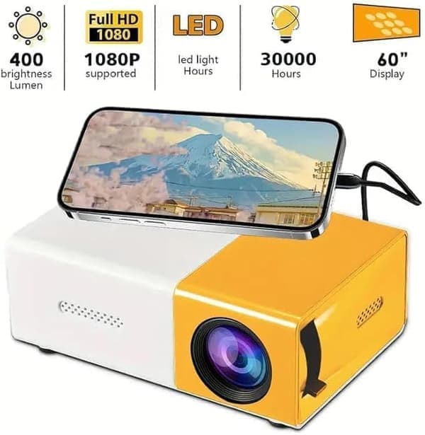 OBOSOE Miniprojektor - Full HD 1080p, Opptil 60 \" Bilde, Bærbar for Hjem og Utendørs