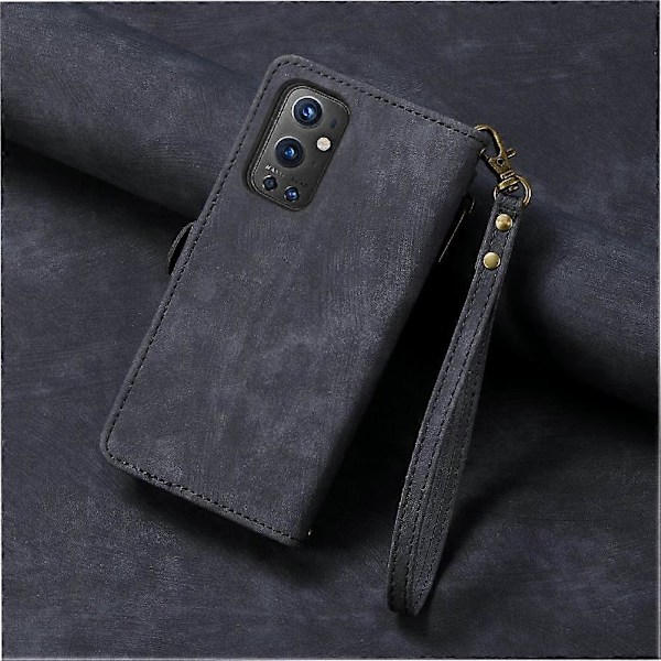 OnePlus 9 Pro Flip Plånbok Läderfodral Affärsstil Stötsäkert Skydd Black