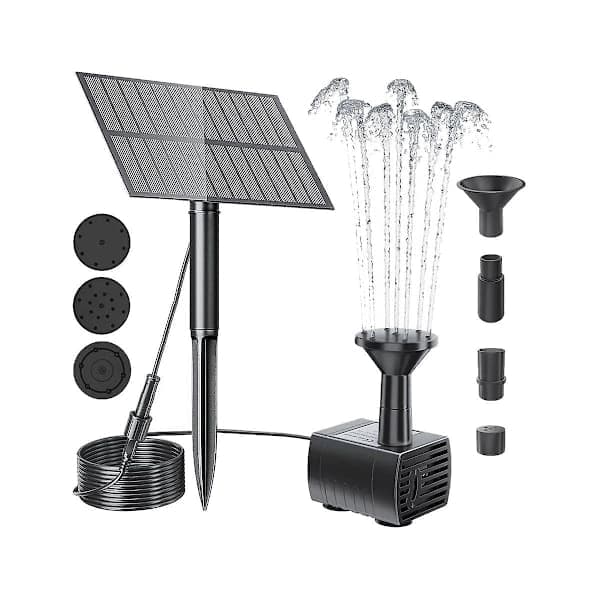 Soldrevet springvandspumpe vandpumpe til fuglebad have baghave pool solcelle springvand