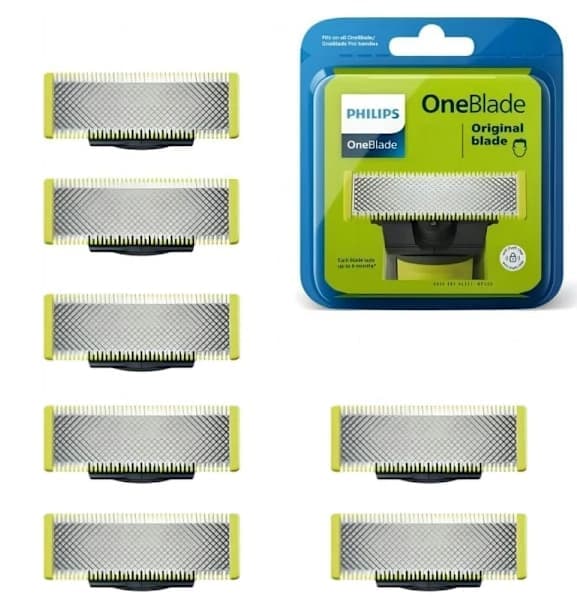 Højkvalitets nye Philips udskiftningsblade i rustfrit stål kompatible med elektriske barbermaskiner (Model QP250/50) + 6-pak