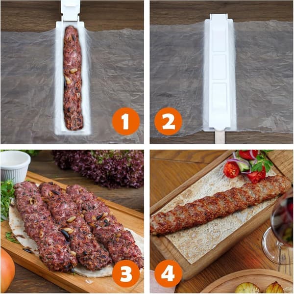 Kebab Maker, Manuell BBQ Spyd Maker, BBQ Spyd Form, BBQ Spyd Form (Hvit)