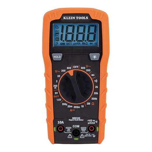 Klein Tools MM325 Multimeter, Digital manuelt område 600V AC/DC spændingstester, tester batterier, strøm, modstand, dioder og kontinuitet Manual-Ranging w/Case