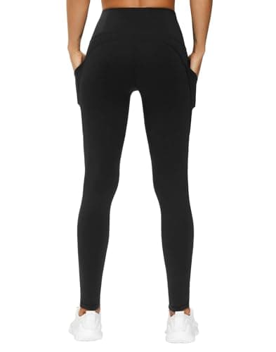 Høy midje yogaleggings med magekontroll og lommer Black M