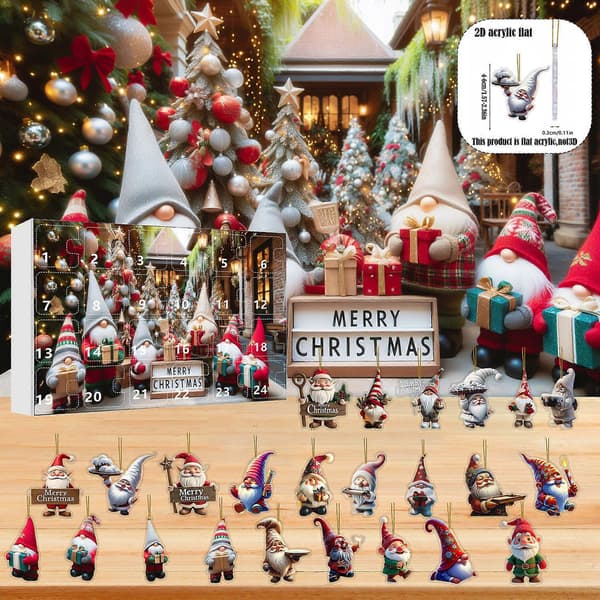 Julegnom Adventskalender, Jule-blindboks, Samleobjekt Juledekorasjon D 18 * 26 *3cm