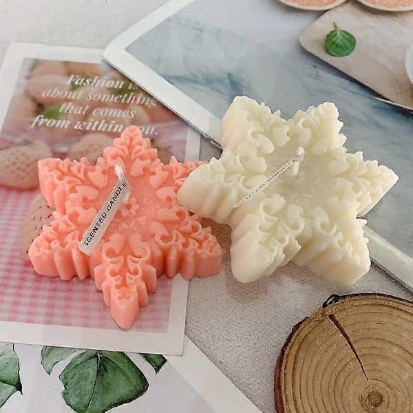 Snøfnugg Aromaterapi Lys - Festlige duftlys for juledekor PINK