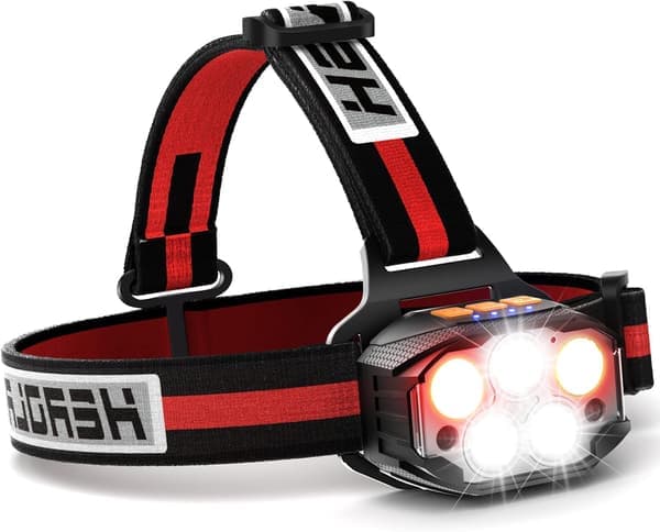 1100 Lumen USB-pandelygte - Sensorstyring med 7 tilstande og rødt lys | 90° justerbar IPX4 til jogging (A+++)