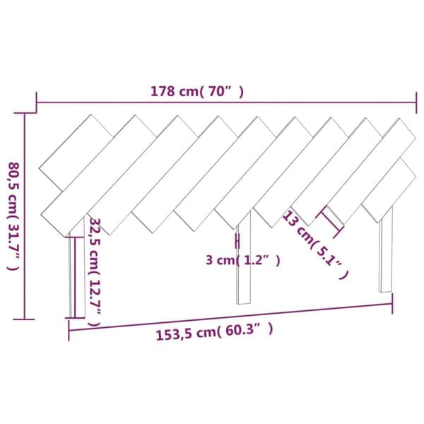 Sengegavl 178x3x80,5 cm heltre furu