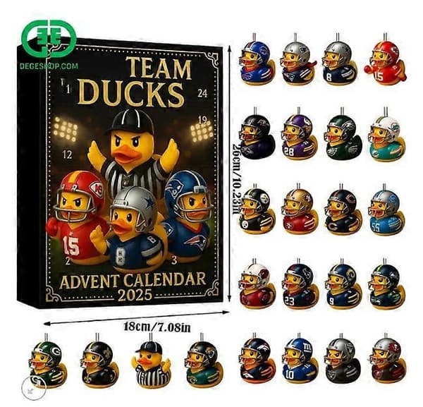 FL Ducks julekalender, blindboks juletrepynt, akrylpendel, feriepynt