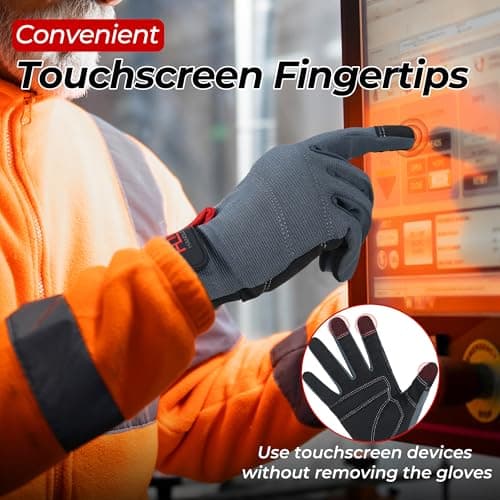 HANDLANDY Arbejdshandsker til mænd og kvinder, mekanikerhandsker med touchskærm, fleksible havehandsker til haven Solid Black Medium (1 Pair)